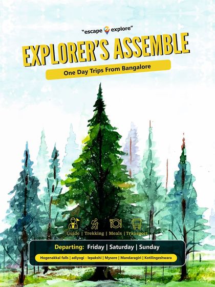 A promotional poster for our one-day trips, departing every Friday, Saturday, and Sunday from Bangalore.
