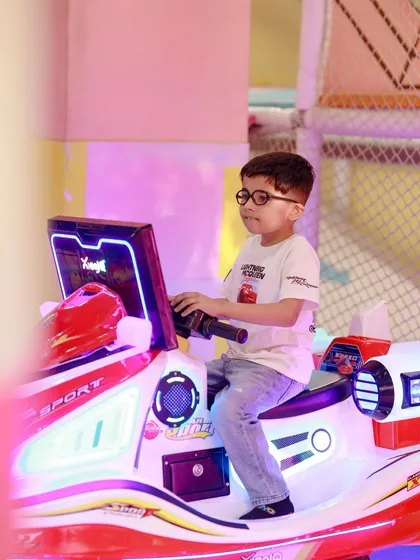 Racing into fun at a Cars-themed party. Our electronic ride-on toys are a huge hit during these events.