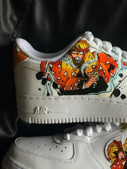 Another angle of the Zenitsu custom sneaker, showing the dynamic energy of the character.