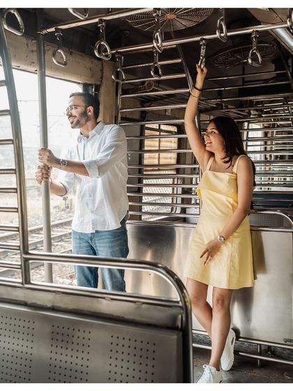 The Mumbai local train is more than just transport; it's a part of the city's soul. We captured some beautifully candid moments of the couple enjoying the journey, just as they do in their everyday lives.