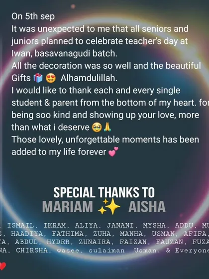 A thank you note to my students for their surprise celebration. These are the moments that fuel my passion for coaching.