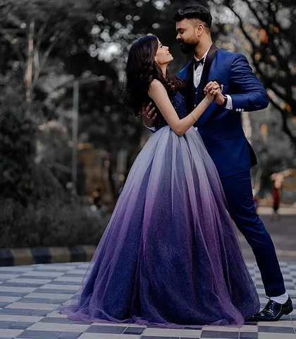 Another beautiful shot of Pratik and Piyusha dancing. This pose highlights the flow and elegance of her gown and their graceful connection as a couple.