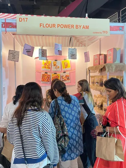 The crowd at our stall during the Ruchika exhibition. It's always great to see so many people excited about our food.