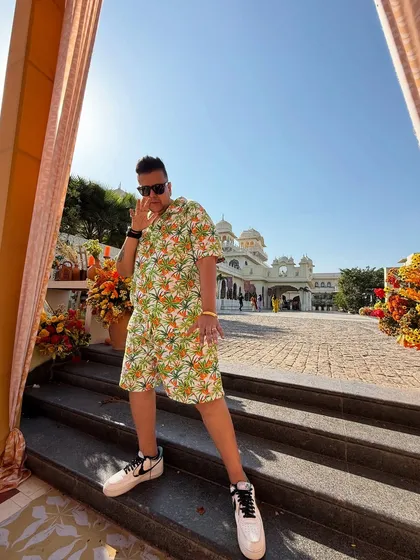 Posing at the beautiful venue in Jaipur. The location was absolutely stunning.
