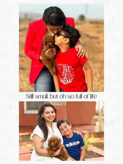 A collage showing my son and our family dog. Pets are part of the family too, and I always encourage including them in our sessions.
