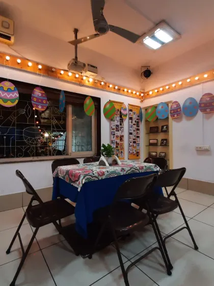 It's beginning to look a lot like Easter. Our indoor space is decorated with festive eggs and bright colors to celebrate the season.