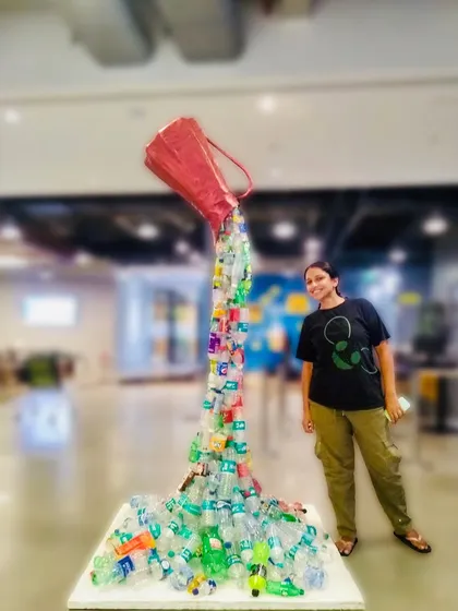 Art can be made from anything, even things we throw away. This installation was created for World Environment Day using over 300 plastic bottles collected from a local waste segregation center. It’s a statement on our consumption and a testament to the beauty we can create from trash.