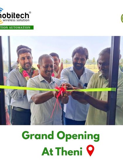 The grand opening of our new showroom in Veerapandi, Theni District, with a ribbon-cutting ceremony.