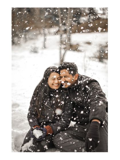 Pure joy and laughter during a playful snowball moment in Manali. My goal is to capture the fun, unposed interactions that truly define your relationship.