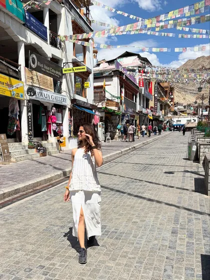 Exploring the bustling market streets of Leh. Part of the journey is immersing ourselves in the local culture, seeing the crafts, and feeling the pulse of life in this unique mountain town.