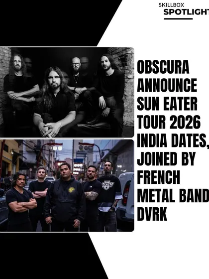 Another promotional graphic for the Obscura and DVRK tour, highlighting the two bands set to deliver a night of extreme metal.