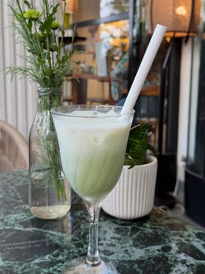 A close-up of my iced matcha latte, a simple pleasure.