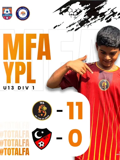 An unstoppable 11-0 victory for our U13 team against Millat FC in the MFA YPL.