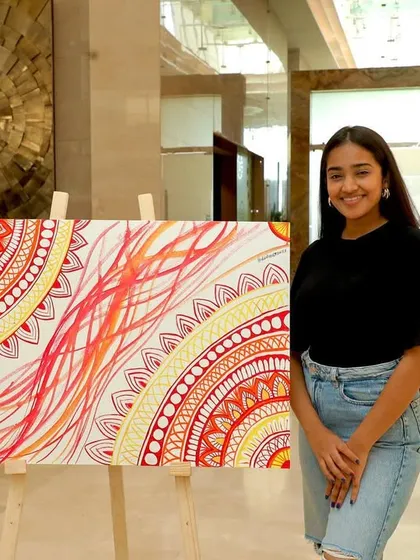 Presenting a freehand warm-toned mandala I drew live during an Art Brunch. Drawing without instruments was a challenge, but it pushed my confidence and creativity.
