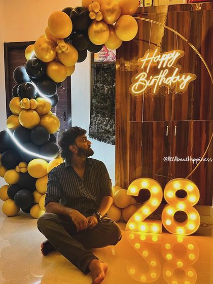 Another shot of the client with his 28th birthday decor. We feel grateful when clients become like family and trust us with their special moments.