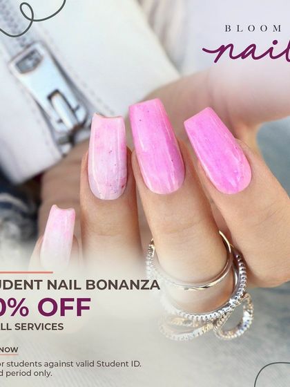 This pink quartz effect on long, square nails is so pretty and on-trend.