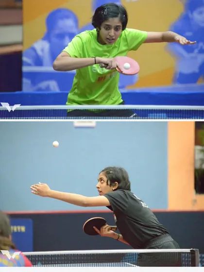 Action shots of Yashaswini's dynamic playing style that led her to victory.