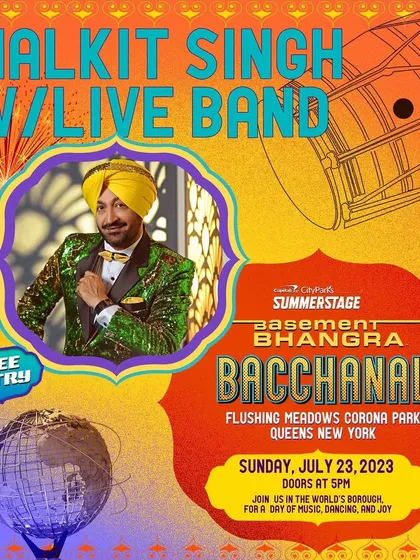 Artist poster for Malkit Singh for the Bacchanal event.
