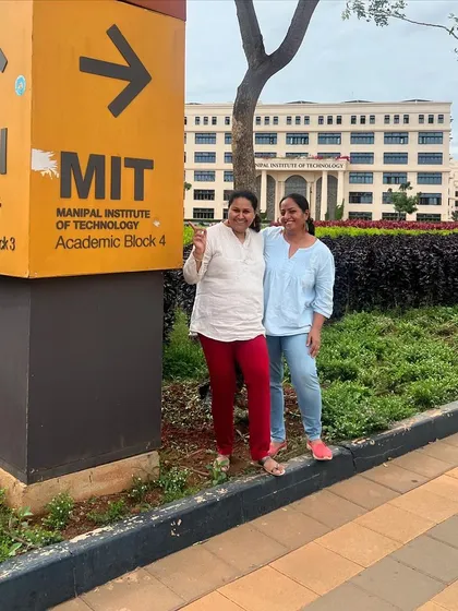 With my dear friend Pooja at the Srishti Manipal Institute after my workshop. It's always wonderful to collaborate with friends and share my passion for puppetry.