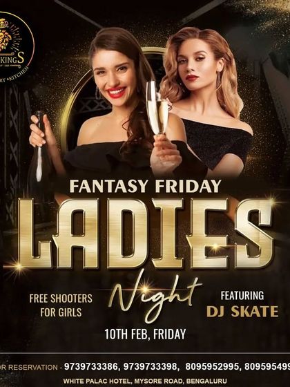 A "Fantasy Friday Ladies Night" poster for the 10th of February, part of the Valentine's week celebrations.