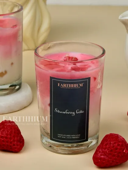 For a sweeter vibe, the Strawberry Latte candle is a perfect choice, with its pretty pink swirls and fruity scent.