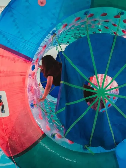 Rolling into fun! This giant inflatable water roller is a unique and exciting attraction for pool parties or events with access to water.