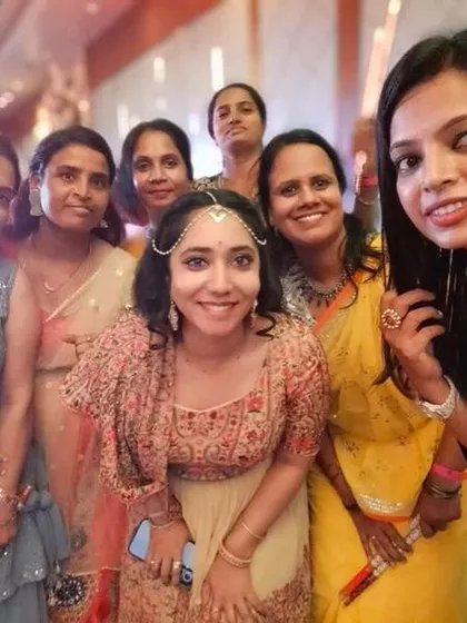 Taking a moment to capture a selfie with some of the wonderful ladies at a festive Dandiya party.