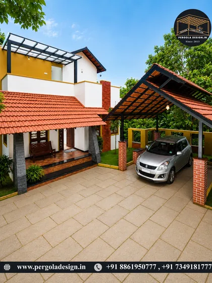 This carport blends traditional aesthetics with modern construction. We used classic Mangalore-style roofing tiles on a durable steel frame, supported by brick pillars to match the home's design. It provides reliable weather protection while preserving the property's timeless character.