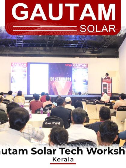 Our presenter discussing global IEC standards and certifications during the Gautam Solar Tech Workshop in Kerala.
