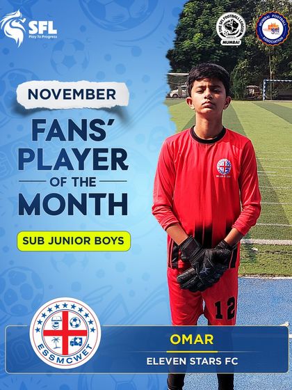A goalkeeper getting the recognition he deserves. Omar from Eleven Stars FC is our November Fans' Player of the Month for the Sub Junior Boys.