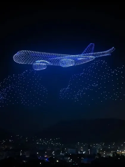 A stunning photograph of an airplane formation created by our drones. On World Photography Day, we celebrate the art of capturing these breathtaking, once-in-a-lifetime frames.