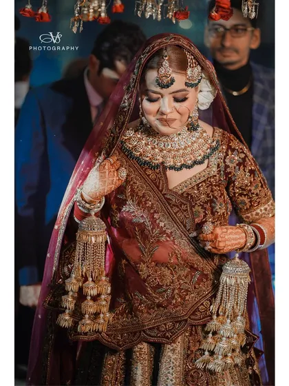 A candid and emotional portrait of the bride during her wedding ceremony, capturing a moment of heartfelt reflection.
