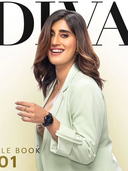 A joyful shot of Akasa Singh from the Noise campaign. The styling is meant to feel empowering and authentic, breaking the "rule book" with a look that is both professional and full of personality.