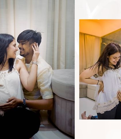 A collage of tender moments between an expecting couple. I love capturing the way they look at each other, a mix of love, excitement, and the shared secret of the new life they've created.