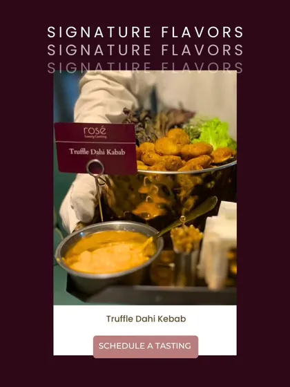 Our Truffle Dahi Kebab is a signature flavor that exemplifies luxury. We invite you to schedule a tasting session to experience firsthand the delectable and unique menu offerings we can bring to your event.