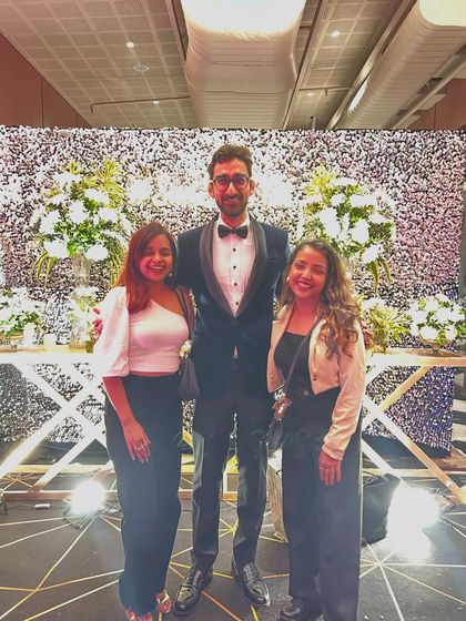 A picture with the groom after a fantastic sangeet night. We love the energy and fun everyone brought to the dance floor.