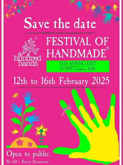 Save the date for our Festival of Handmade, Spring Edit. This poster, with its bright colours and hand-flower graphics, invites everyone to join the celebration.