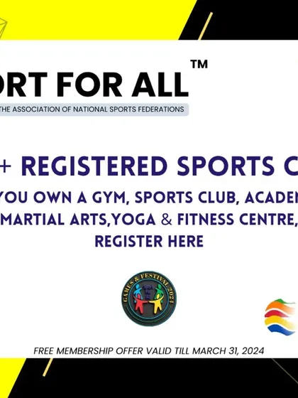 We have a network of over 200 registered sports clubs. This poster is an invitation for gyms, academies, and fitness centers to join our "Sport for All" initiative and gain official recognition.