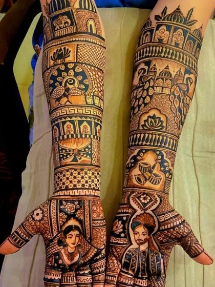 A unique design featuring a portrait of the famous couple from the movie "Baahubali," showing I can create any character you wish.