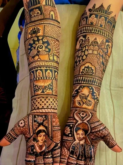 A unique design featuring a portrait of the famous couple from the movie "Baahubali," showing I can create any character you wish.