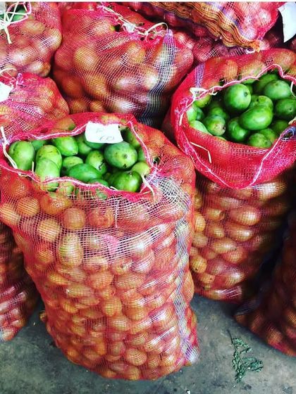 We've always believed in using fresh, quality produce, like these bags of raw mangoes and lemons.