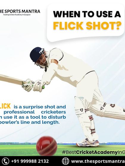 The flick shot is a valuable tool to disrupt a bowler's line and length. This infographic explains that it's a wristy, straight batted shot played on the leg side against a full length delivery.