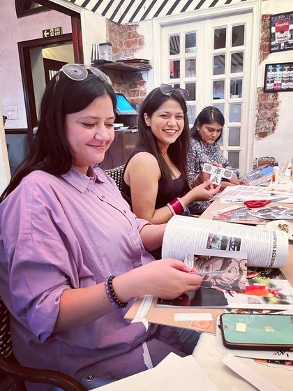 The simple joy of sifting through magazines to find the perfect image. This is a meditative part of the process, where you let your intuition guide you to what you need to see.