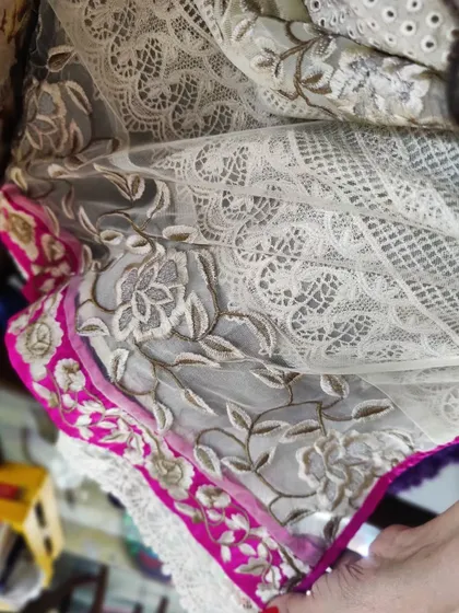 My summer 2024 collection is now in store. This collage shows the beautiful details of my Hakoba kurta collection, featuring intricate embroidery and lace work.