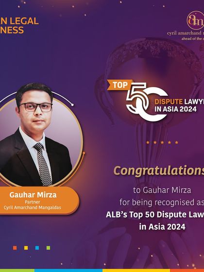 Congratulations to our Partner, Gauhar Mirza, for being named one of Asia's Top 50 Dispute Lawyers by Asian Legal Business in 2024. This award highlights his outstanding track record in handling significant disputes for our clients.