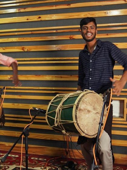 The Dollu players from Sagara, full of energy. This is the kind of vibrant, authentic sound I love to bring into my studio collaborations.