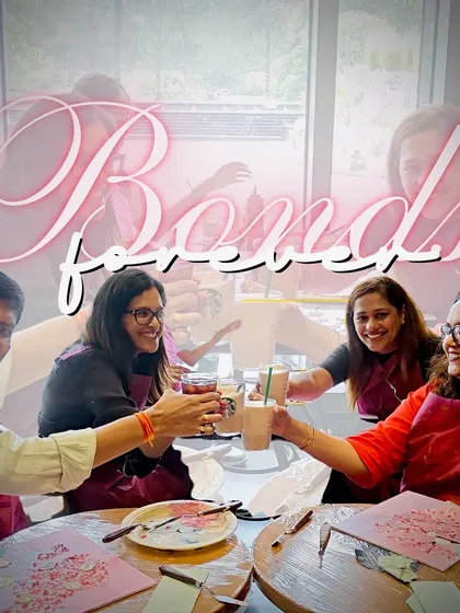 "Bonds forever." A group of friends toasting to their creative afternoon. My workshops are a great way to celebrate friendships and make new memories.