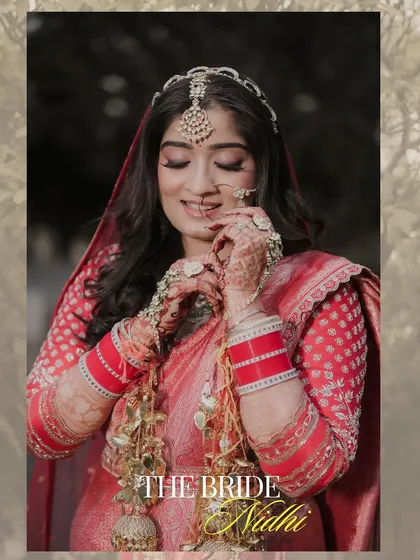 A bridal portrait that is both elegant and serene. I focus on the intricate details, from the delicate kaleeras and henna to the bride's peaceful expression, creating a timeless image of her on the wedding day.