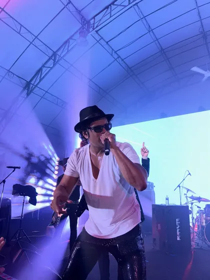 Another angle from the Singapore corporate show. The lighting and stage setup were world-class, and we brought a performance to match.