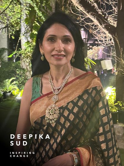 Styling for the entire family is a special part of my service. Here, our client Deepika looks regal at a family wedding in the Iris Necklace and Rosa Pastel Drops, a set we chose to match the grandeur of the occasion.